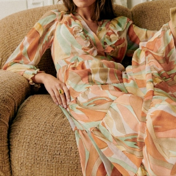 Sezane Andreanne Dress in Leaves size 42 - Picture 5 of 13